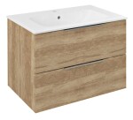 SAPHO - SET koupelnová skříňka CIRASA 70cm s umyvadlem a LED zrcadlem, 2x zásuvka, dub alabama KSET-099