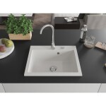MEXEN - Elix granitový dřez 1-miska 600 x 500 mm, bílá, sifon chrom 6525601005-20