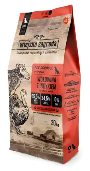 Wiejska Zagroda Beef with Turkey L / Granule pro dospělé psy / 20 kg / bez obilovin / 31 % bílkovin (S91107972)