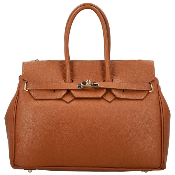 Luxusní dámská kožená kabelka do ruky Annalena, koňaková