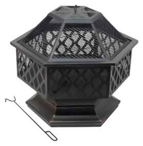 Cattara HEXAGON copper patina / Ohniště / Ocel / 60,5 x 70 x 62,5 cm / S poklopem proti jiskrám (13008)