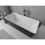 MEXEN/S - Nila volně stojící vana reliéf 170 x 75, bílá/černá, sifon a přepad měď kartáčovaná 52841708075-65