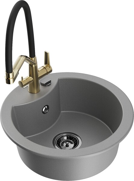 MEXEN/S - Diego granitový dřez 1-miska včetně baterie Duo, šedá 6512-71-671701-57-B