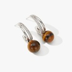 Náušnice s tygřím okem Vesper - stříbrné zapínání, Hnědá