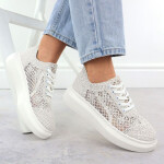 Dámské boty na platformě šněrovací bílé Vinceza 17371 40