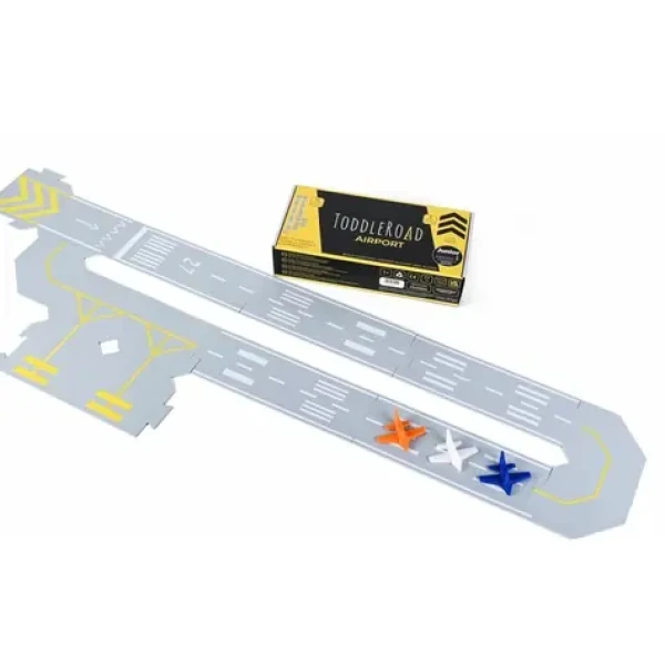 TODDLEROAD 2102 SADA LETIŠTĚ - flexibilní silnice - 14 silikonových puzzle dílů a 3 ergonomická letadla