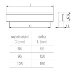 Tulip Nábytková úchytka Hytech rozteč: 128mm hliník