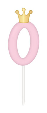 SVÍČKA růžová s korunkou ČÍSLO 0 - Albi