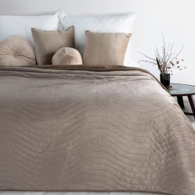 DumDekorace Béžový velurový přehoz s vlnitým prošíváním Šířka: 200 cm | Délka: 220 cm