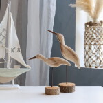 Chic Antique Dřevěná dekorace Seagull Větší, béžová barva, dřevo