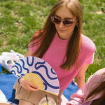 Bella Rose Látkový vějíř Flow, modrá barva, dřevo, textil