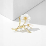 Luxusní brož s perleťovým květem a třpytivými zirkony, Zlatá
