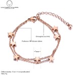 Ocelový dvojitý náramek Danielle Gold - hvězda, Zlatá 15 cm + 4 cm (prodloužení)
