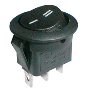Přepínač kolébkový kul. 2pol./3pin ON-ON 250V/6A černý