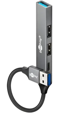 Goobay 74458 světle šedá / USB hub / 4 porty / USB-C a USB-A / 5 Gb/s (74458)