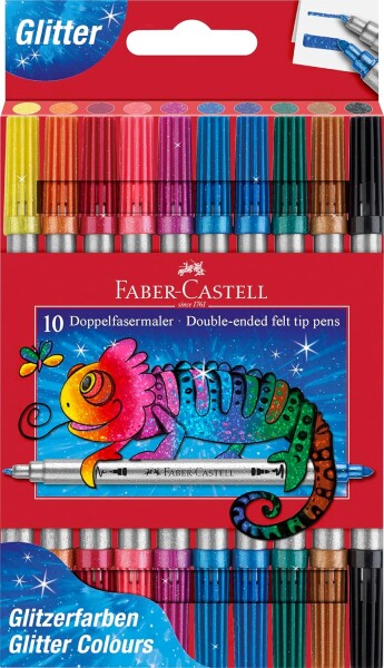 Faber-Castell Faber-Castell, 151107, sada oboustranných popisovačů, glitter, 10 ks