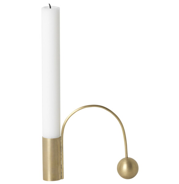 Ferm Living Kovový svícen Brass Balance Candle Holder, zlatá barva, kov