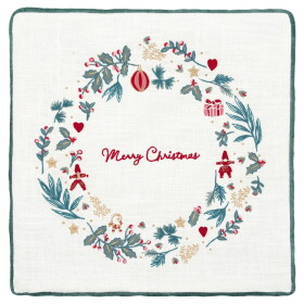 GREEN GATE Vyšívaný povlak na polštář Didina White 40 × 40 cm, zelená barva, textil