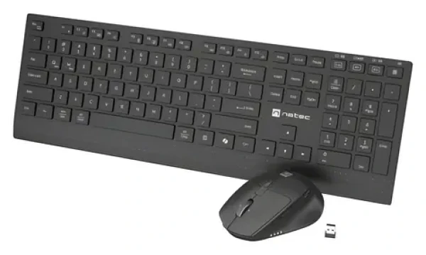 Natec Stingray 2 černá / Set klávesnice a myši / US / Bezdrátové / Bluetooth + USB-A / Numerická klávesnice (NZB-2315)