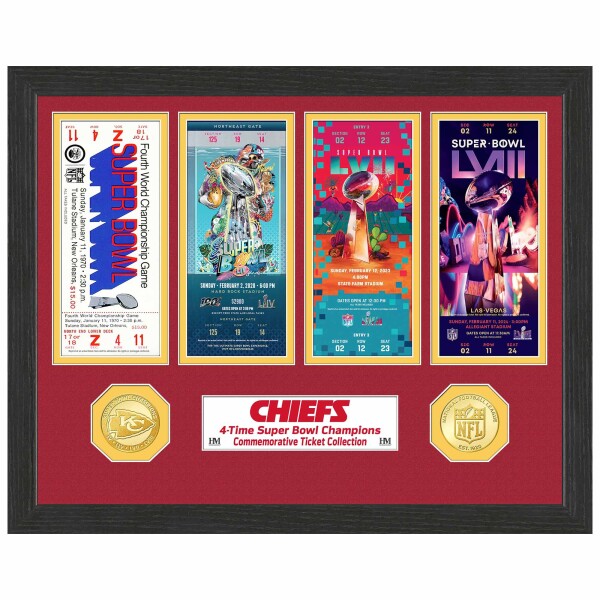 Obraz Kansas City Chiefs NFL 4-Time Champion Super Bowl Tickets Bronze Coins