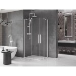 MEXEN/S - Velar Duo čtvercový sprchový kout 90 x 80, transparent, bílá 871-090-080-02-20