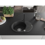 MEXEN/S - Kevin granitový dřez s odkapávačem včetně baterie Rita, černá/zlatá metalik 6517-75-670300-70