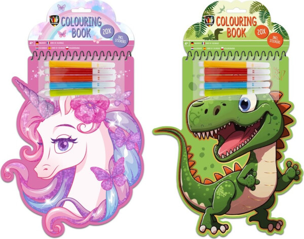 Kniha omalovánek ve tvaru jednorožce/krokodýla + 4 fixy - Craft Creative