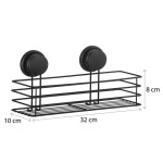 Erga Gavi, koupelnová polička, koupelnový koš na přísavce 32x10x8 cm, černá matná, ERG-YKA-CH.GAVI-KPL-BLK
