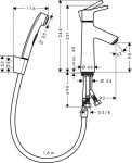 HANSGROHE - Talis S Umyvadlová baterie s výpustí Push-Open a ruční sprchou Bidette, chrom 72290000