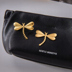 ELENYS Golden Dragonfly – pozlacené náušnice 18K žluté zlato