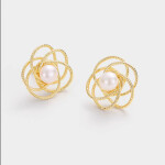 Náušnice s bílou perlou Aliénor, Zlatá Bílá