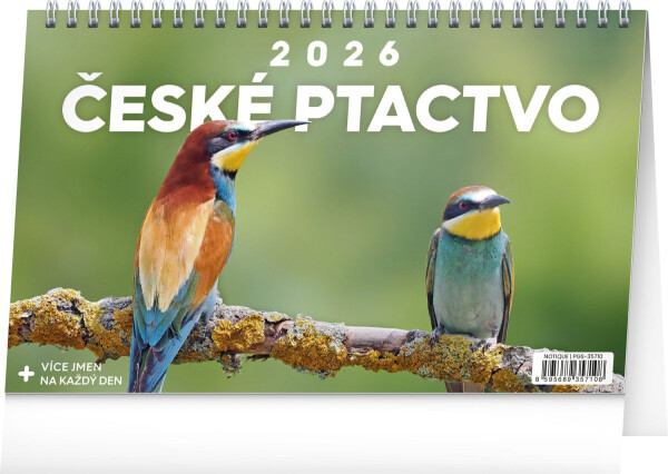 Kalendář 2026 stolní: České ptactvo, 23,1 x 14,5 cm
