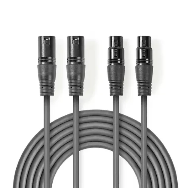 Nedis Vyvážený Audio kabel 2x XLR 3pinový (M) - 2x XLR 3pinová (F) 3.00 m tmavě šedá (COTH15030GY30)