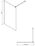 CERSANIT - Sprchová zástěna WALK-IN MILLE BLACK 100x200, čiré sklo S161-003