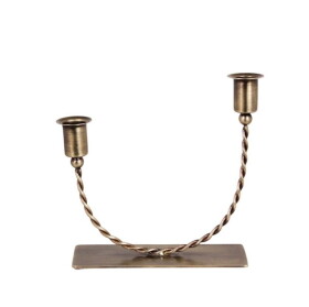 Strömshaga Kovový svícen Estelle Squared Foot Antique Brass, měděná barva, kov