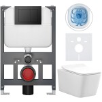 CERANO - Kompletní WC set Basic/Forte - bílá lesklá - WC tlačítko Maxio/Černá - závěsné - nízký modul - předstěnová instalace - 51x36 CER-8050BD86129