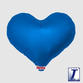 Balónek srdce modré metalické 45 cm Balónek srdce modré metalické 45 cm