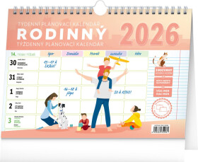 Kalendář 2026 Rodinný, plánovací, s háčkem, 30 x 21 cm