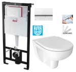 ALCADRAIN Sádromodul - předstěnový instalační systém s bílým/ chrom tlačítkem M1720-1 + WC JIKA LYRA PLUS RIMLESS + SEDÁTKO DURAPLAST SLOWCLOSE AM101/1120 M1720-1 LY2