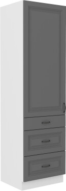 Vysoká potravinová skříňka Stilo 60 DKS-210 3S 1F - Premium Box Barva korpusu: Bílá, Barva dvířek: Dust Grey