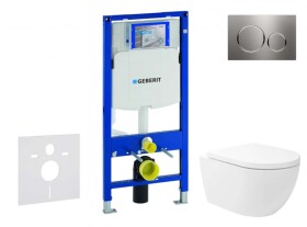 GEBERIT - Duofix Set předstěnové instalace, klozetu Oudee Vortex a sedátka softclose, tlačítko Sigma20, nerez SANI11CA6107