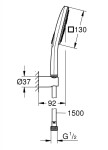 GROHE - Rainshower SmartActive Cube Sada sprchové hlavice 130 9,5 l/min, 3 proudy, držáku a hadice, měsíční bílá 26589LS0