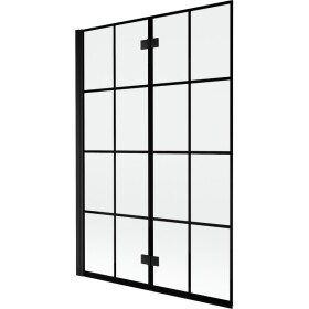 MEXEN - MIST vanová zástěna 120x150 cm 6mm 2-s, černá, dekor, levá 8A9-120-002-70-77-L