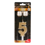 Dortisimo Dekora svíčka s prskavkou zlatá číslo 5