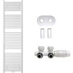 CERANO Koupelnový radiátorový set Lincoln - ústřední vytápění - středové připojení 50 mm - 559W - bílá lesklá - 1800x500 mm