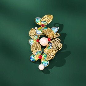 Luxusní brož s modrými motýly Yvette, Modrá