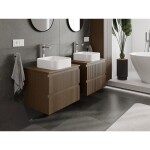 MEXEN/S - Rivel koupelnová skříňka pod umyvadlo 60 cm s deskou, 2 zásuvky, reliéf , ořech 91A20-06047-2-BFFC86