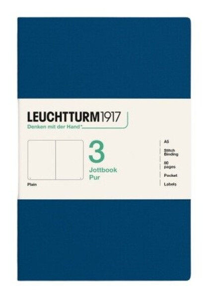Zápisník Jottbook pur A5, 80l, čistý, Indigo, 3ks