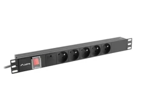 Lanberg PDU černá / Zásuvková lišta do racku / 1U / 19" / 5x zásuvka / 16 A / 2 m (PDU-05E-0200-BK)