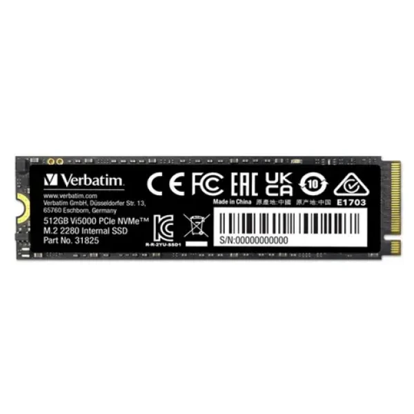 Verbatim Vi5000 512GB / M.2 2280 / PCI-E NVMe Gen4 / R: 5000MBs / W:4500MBs (31825)
